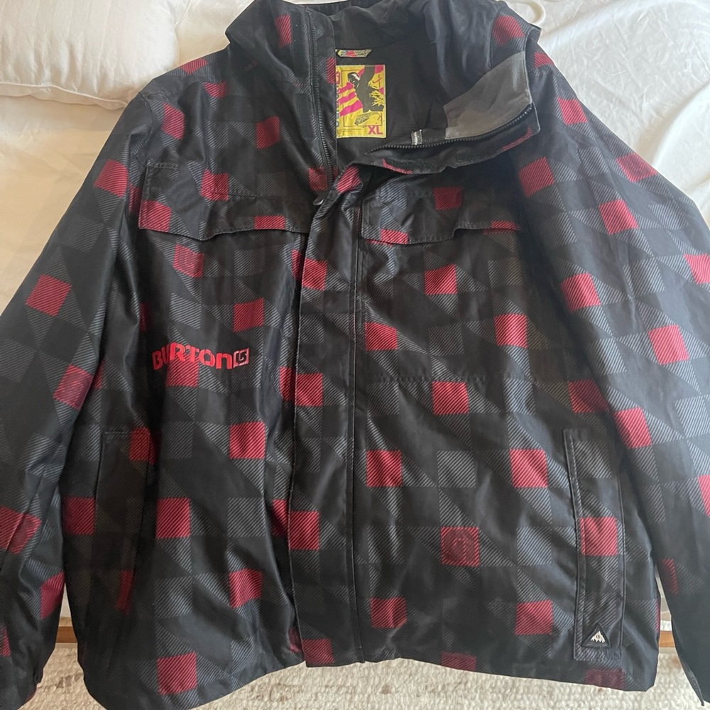 Burton Men's Black and Red Checkered Jacket